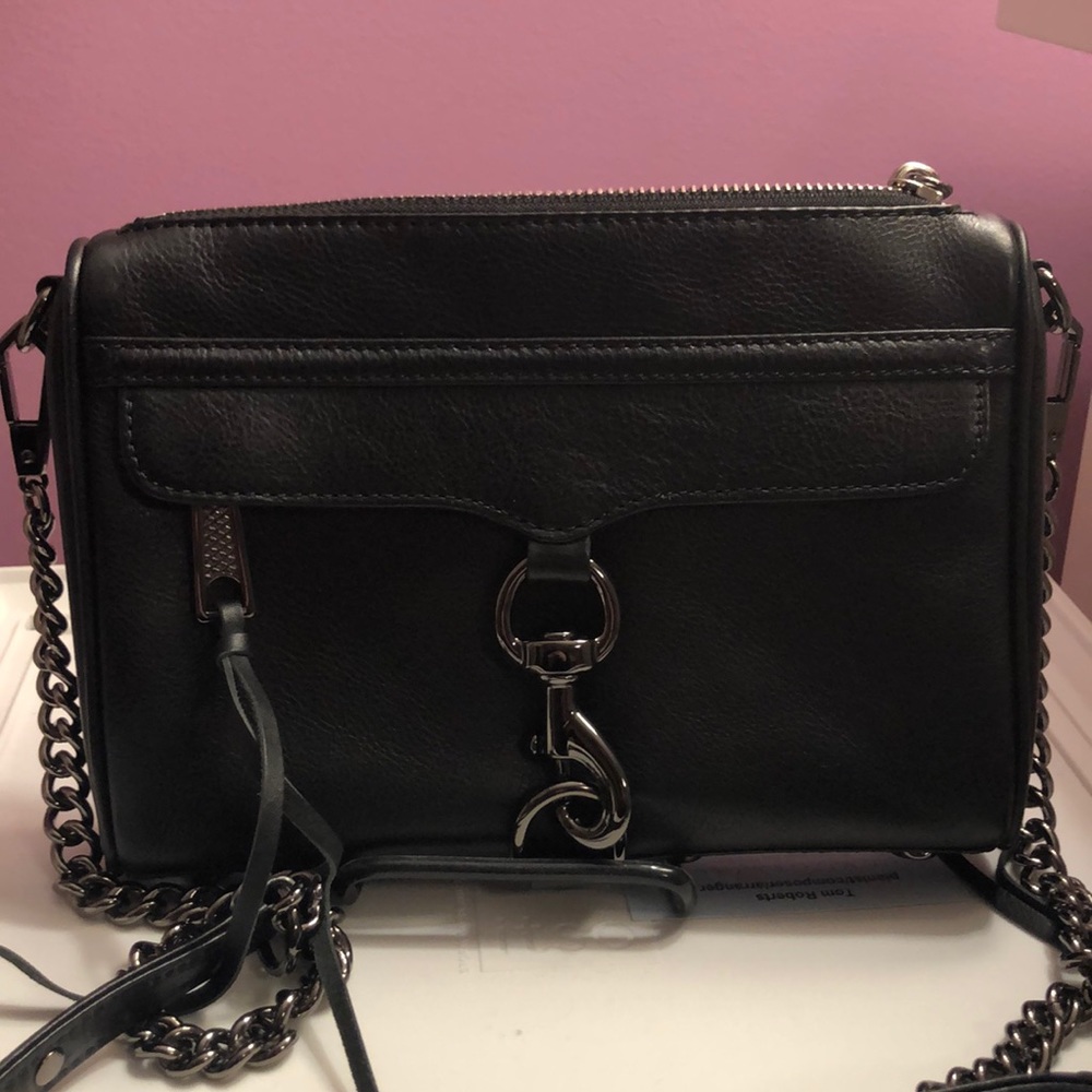 Black Rebecca mink off mini mac crossbody